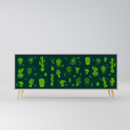 DESERT GREEN 3-Door Sideboard in Grey Finish