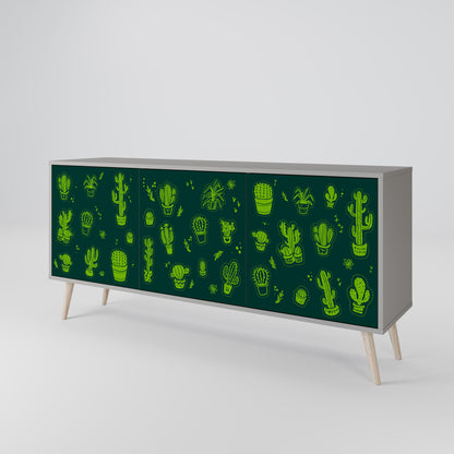 DESERT GREEN 3-Door Sideboard in Grey Finish