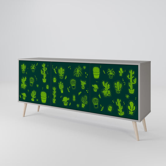 DESERT GREEN 3-Door Sideboard in Grey Finish