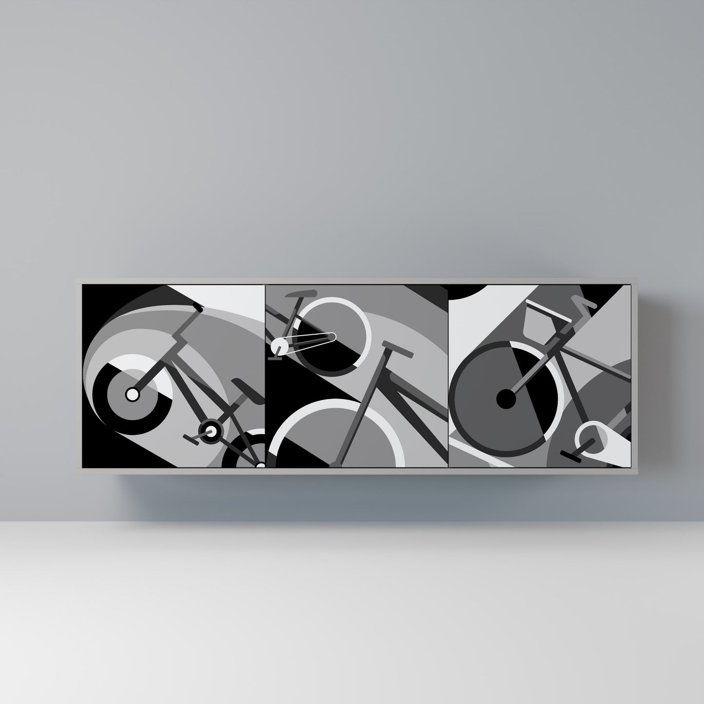 BIKE ENERGY 3-Door Sideboard in Grey Finish