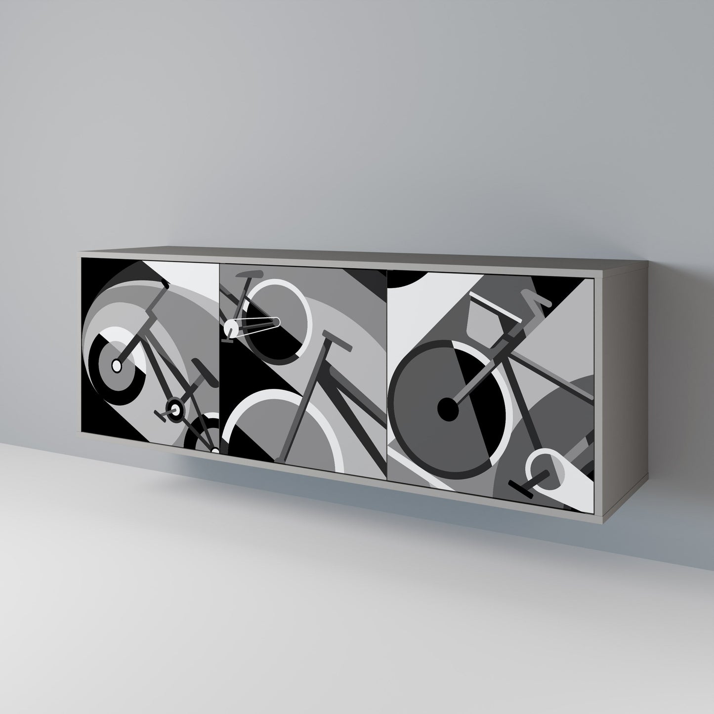 BIKE ENERGY 3-Door Sideboard in Grey Finish