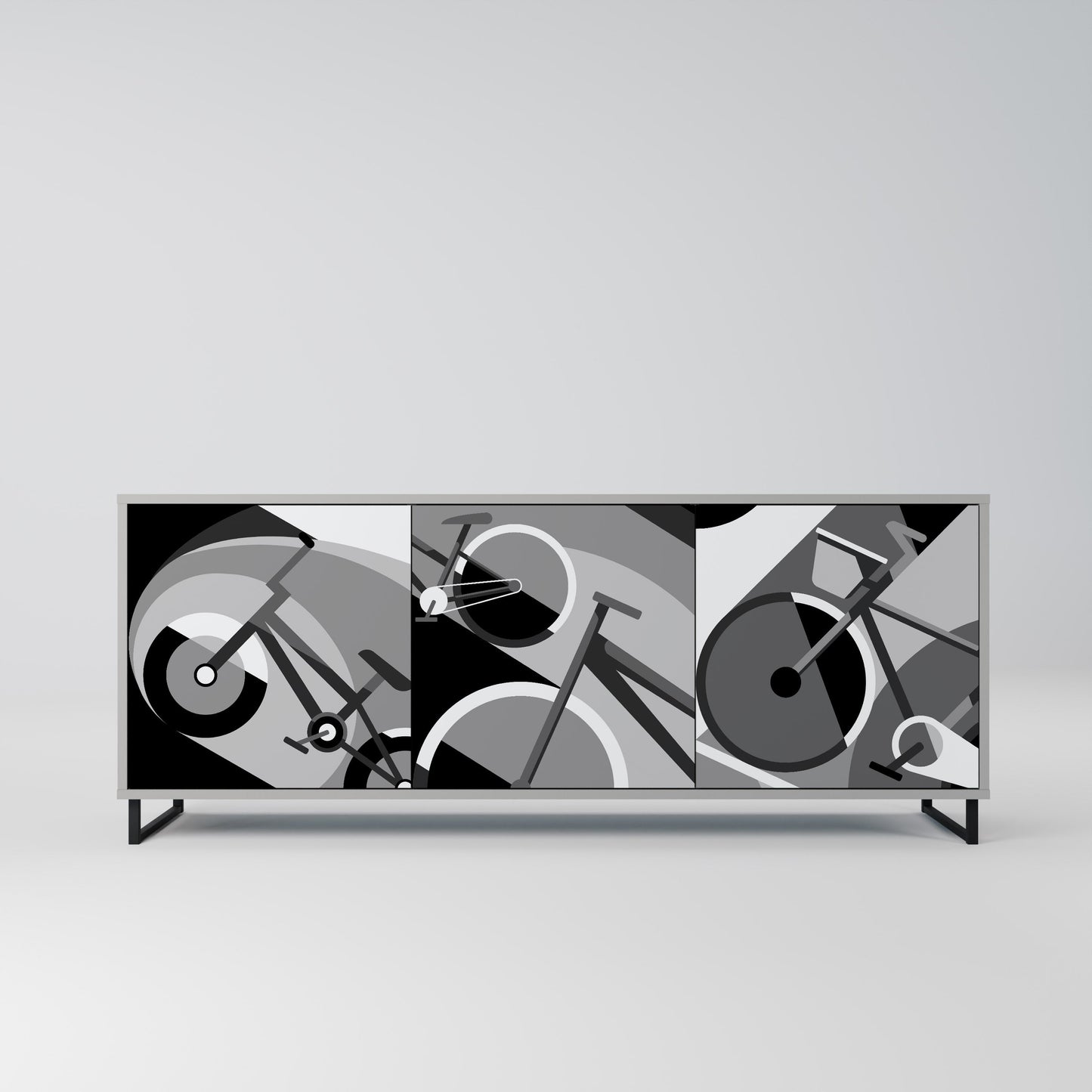 BIKE ENERGY 3-Door Sideboard in Grey Finish