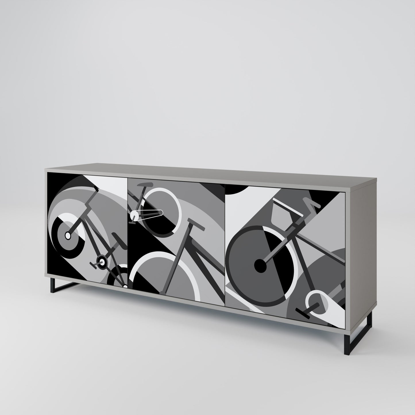 BIKE ENERGY 3-Door Sideboard in Grey Finish