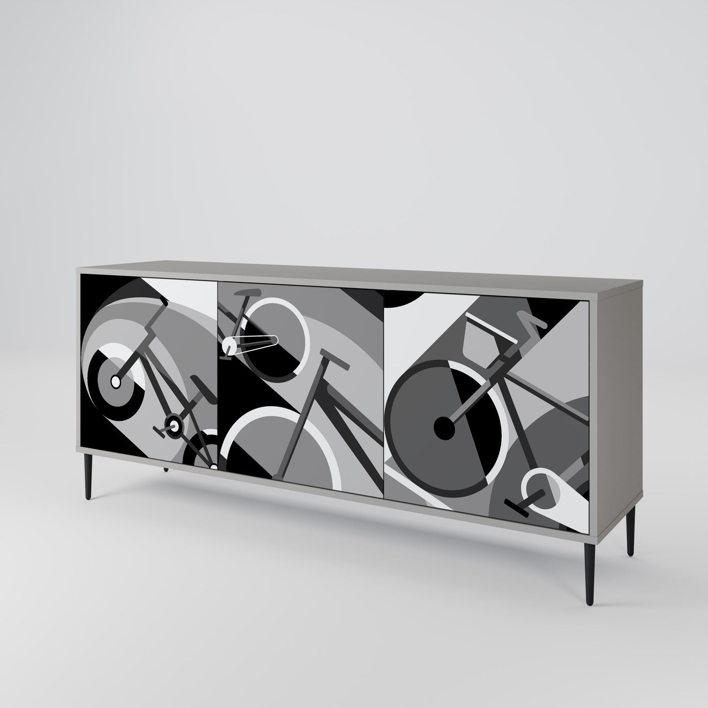 BIKE ENERGY 3-Door Sideboard in Grey Finish