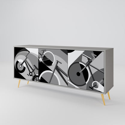 BIKE ENERGY 3-Door Sideboard in Grey Finish
