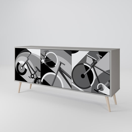 BIKE ENERGY 3-Door Sideboard in Grey Finish
