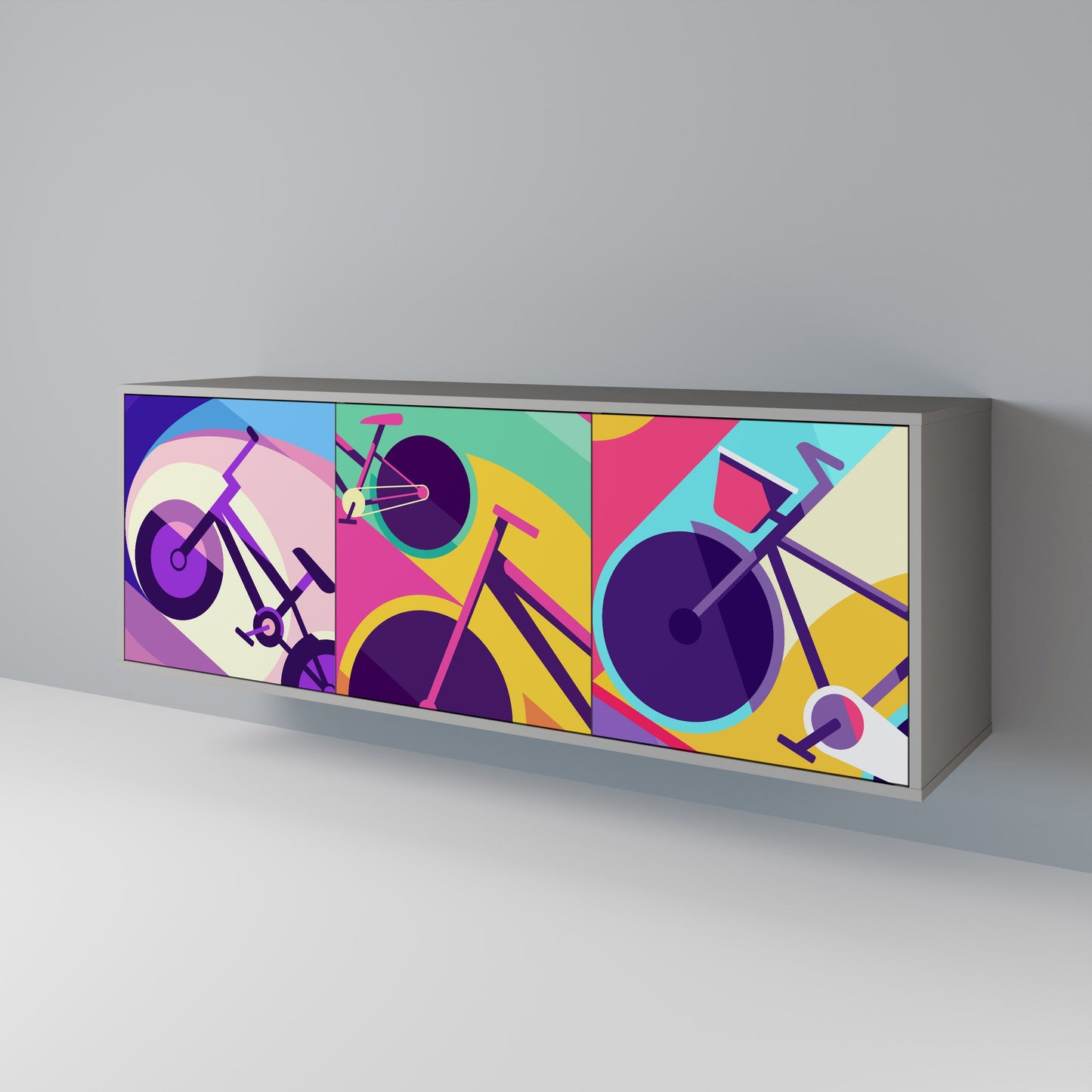 BIKE DREAMS 3-Door Sideboard in Grey Finish