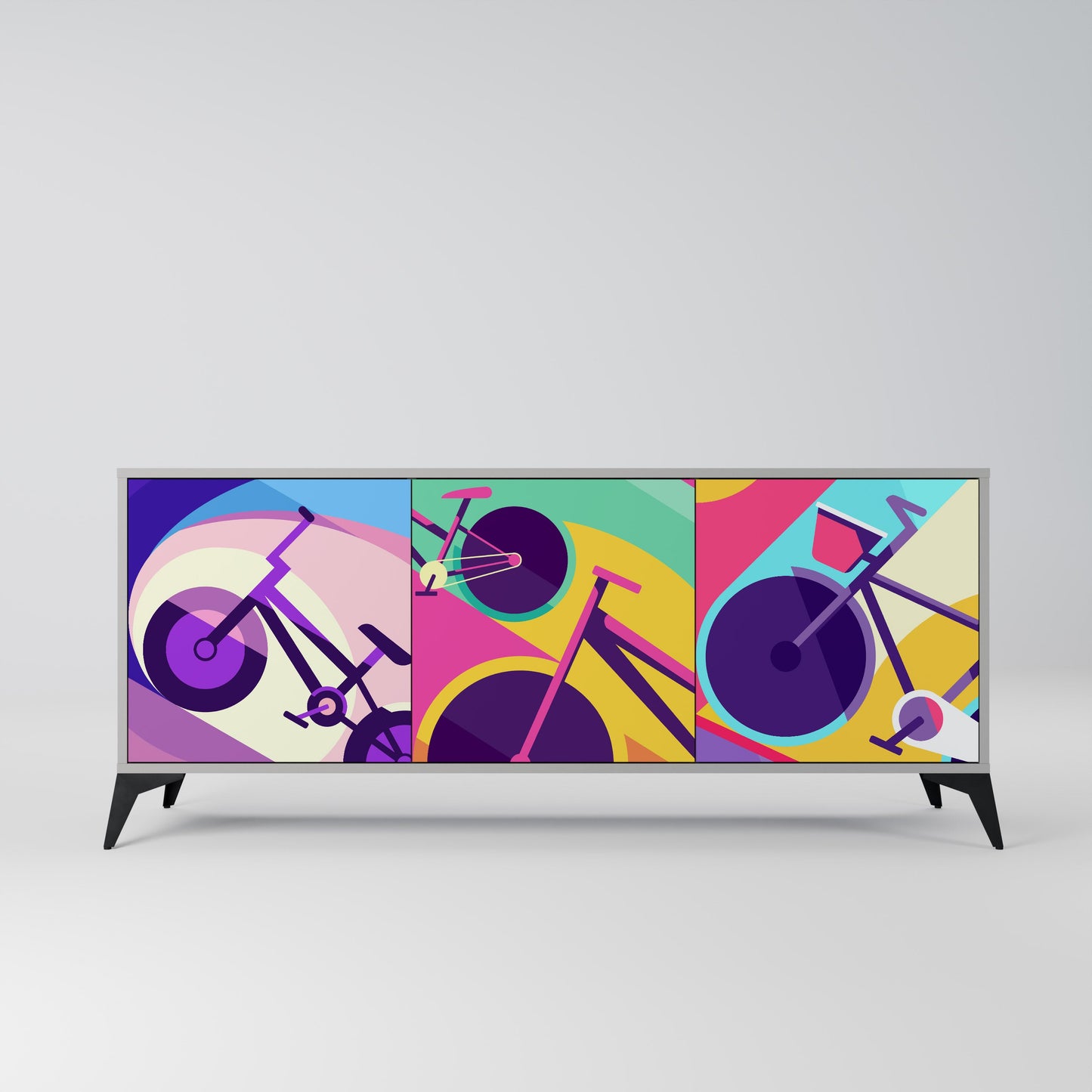 BIKE DREAMS 3-Door Sideboard in Grey Finish