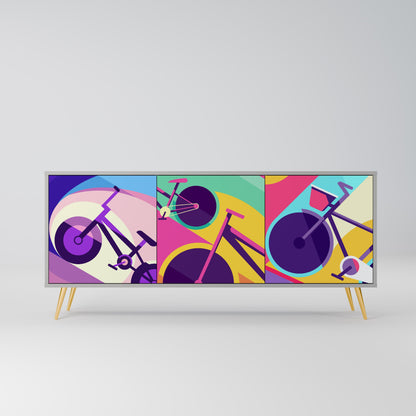 BIKE DREAMS 3-Door Sideboard in Grey Finish