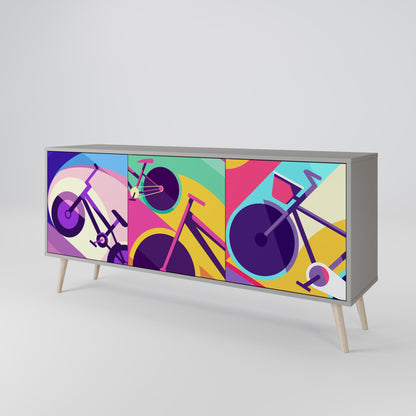 BIKE DREAMS 3-Door Sideboard in Grey Finish