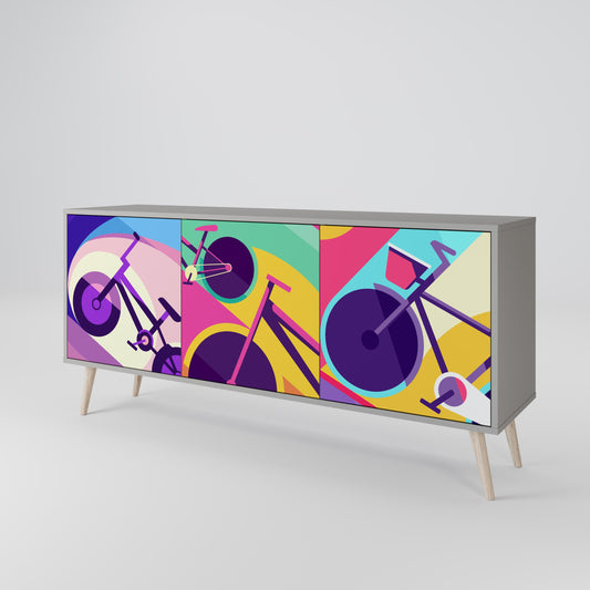 BIKE DREAMS 3-Door Sideboard in Grey Finish
