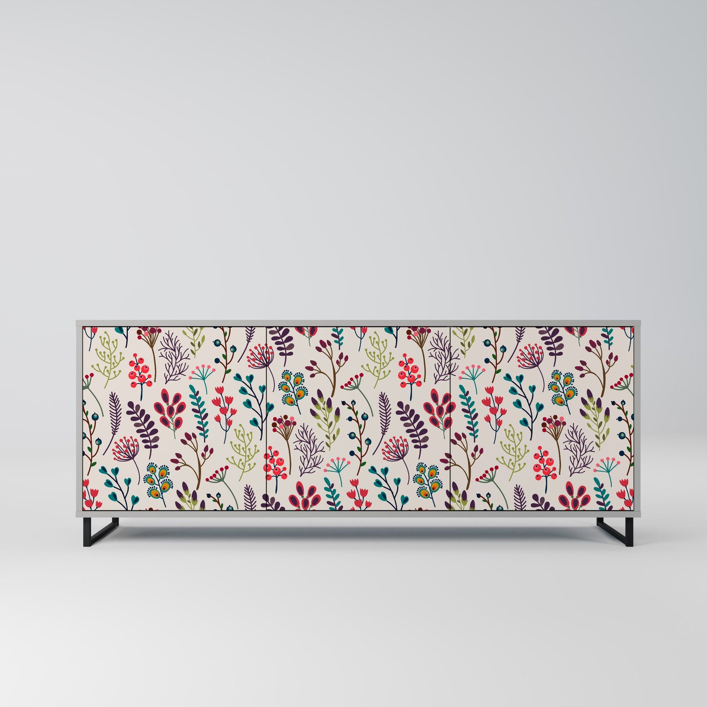 AUTUMN SUNDRIES 3-Door Sideboard in Grey Finish