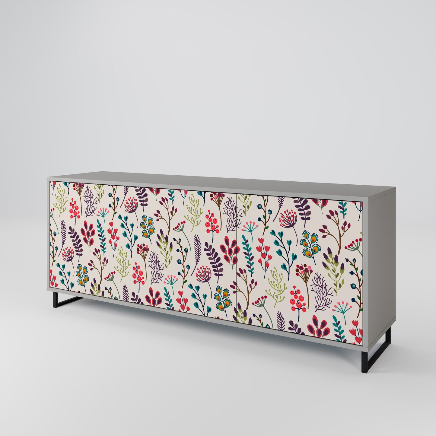 AUTUMN SUNDRIES 3-Door Sideboard in Grey Finish