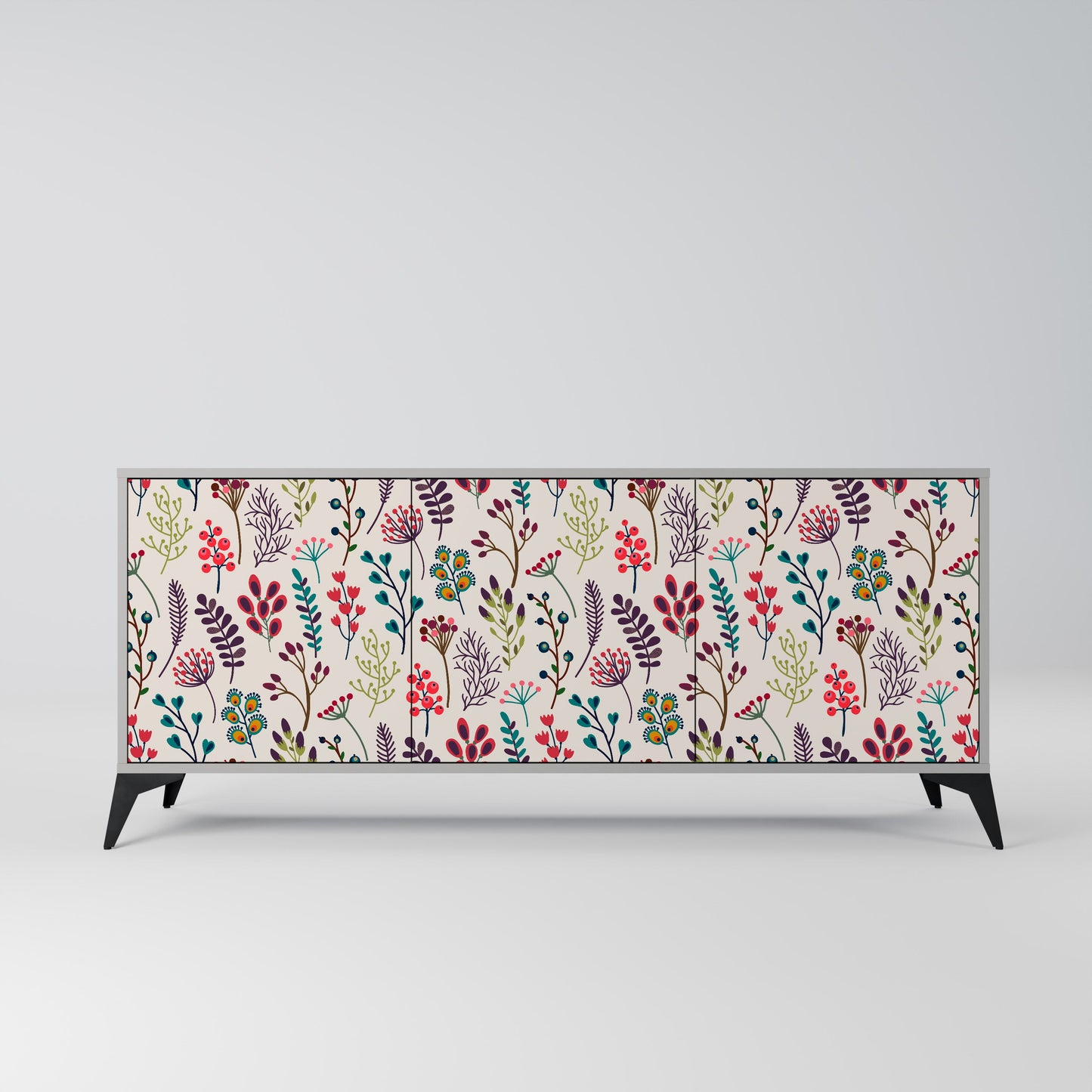 AUTUMN SUNDRIES 3-Door Sideboard in Grey Finish