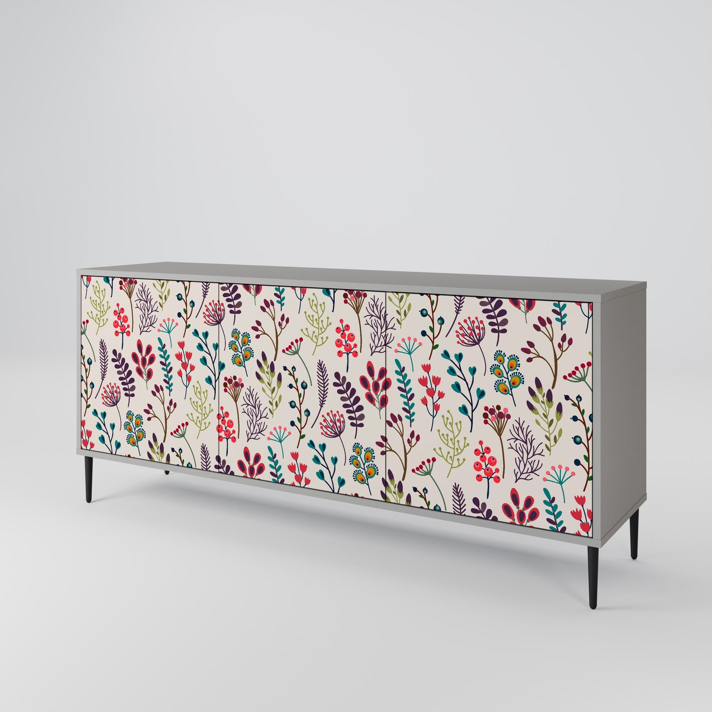 AUTUMN SUNDRIES 3-Door Sideboard in Grey Finish