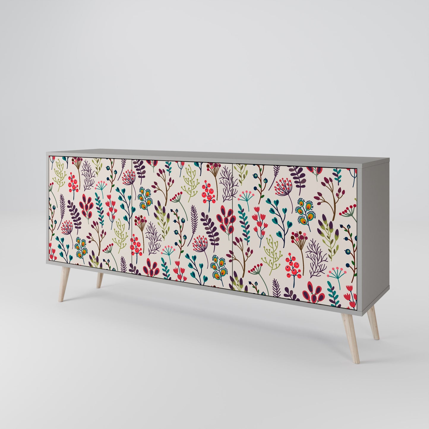 AUTUMN SUNDRIES 3-Door Sideboard in Grey Finish