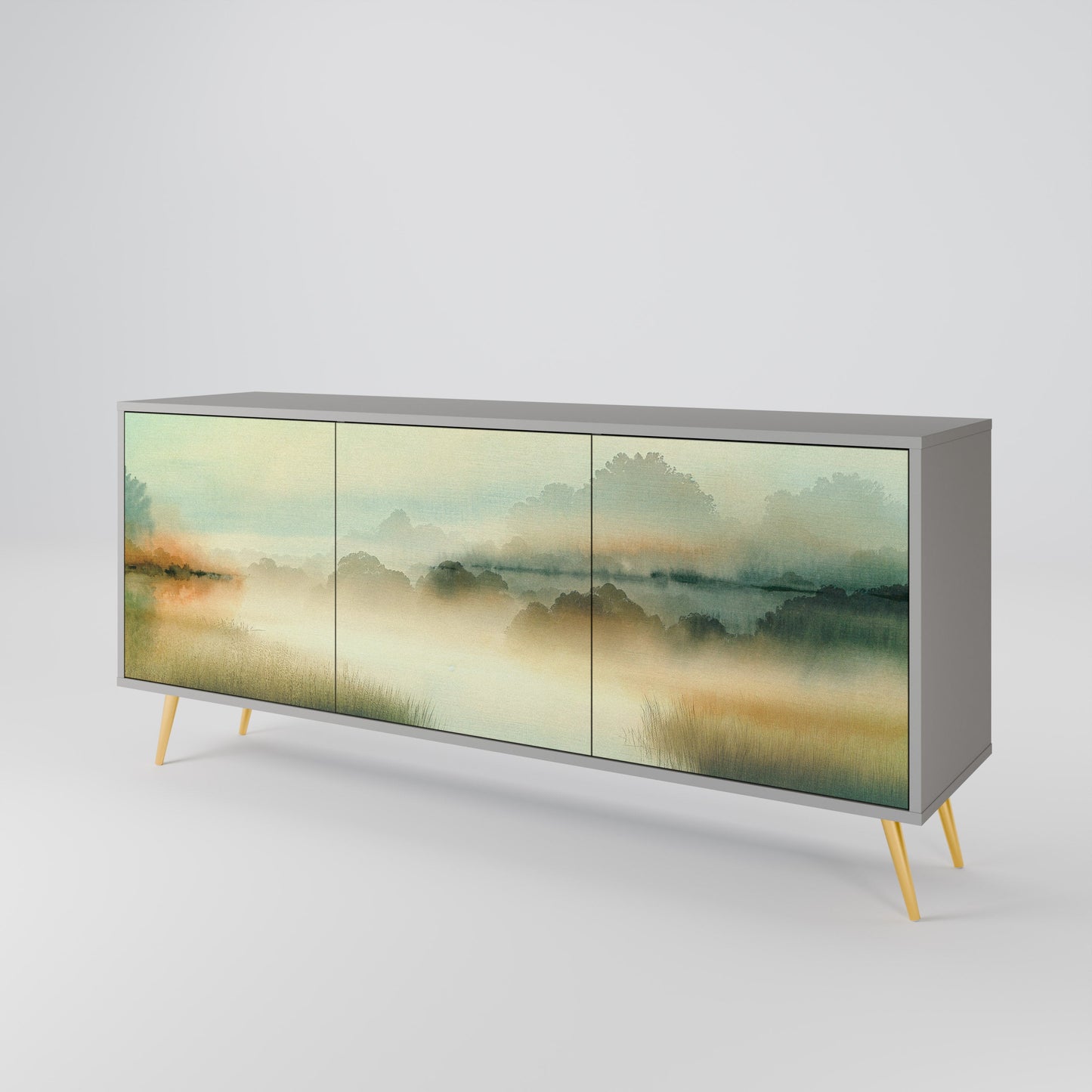 MORNING BY THE LAKE 3-Door Sideboard in Grey Finish