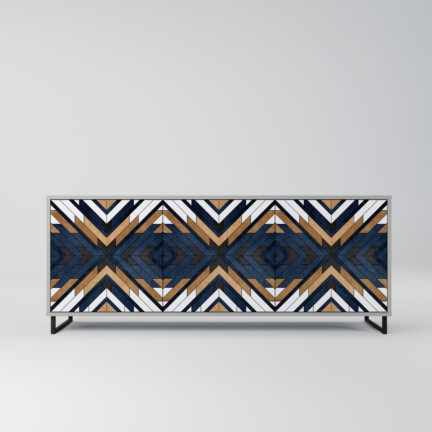 ARTFUL GEOMETRY 3-Door Sideboard in Grey Finish