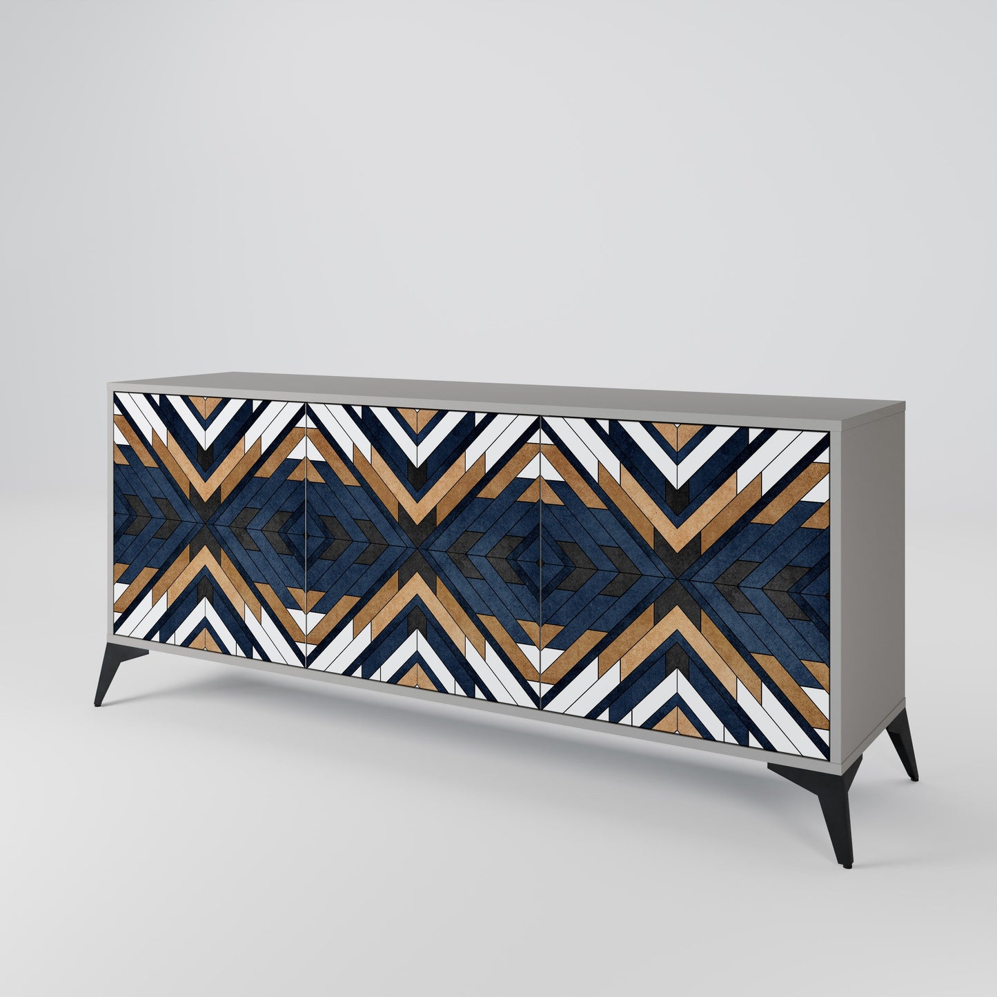 ARTFUL GEOMETRY 3-Door Sideboard in Grey Finish