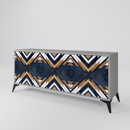 ARTFUL GEOMETRY 3-Door Sideboard in Grey Finish