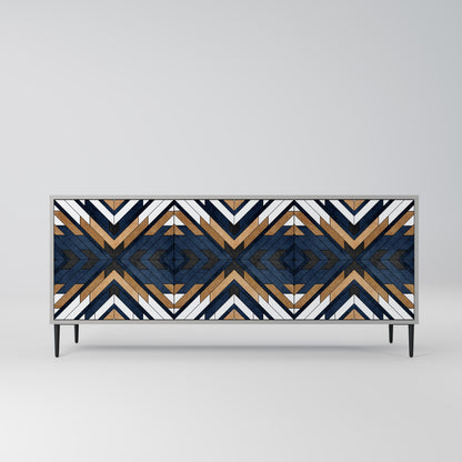 ARTFUL GEOMETRY 3-Door Sideboard in Grey Finish