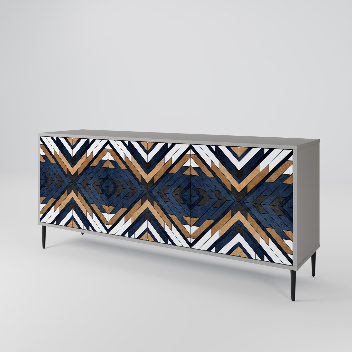 ARTFUL GEOMETRY 3-Door Sideboard in Grey Finish
