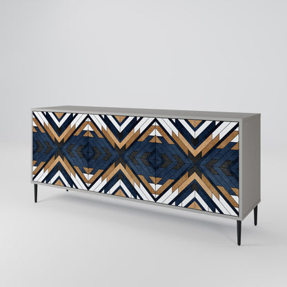 ARTFUL GEOMETRY 3-Door Sideboard in Grey Finish