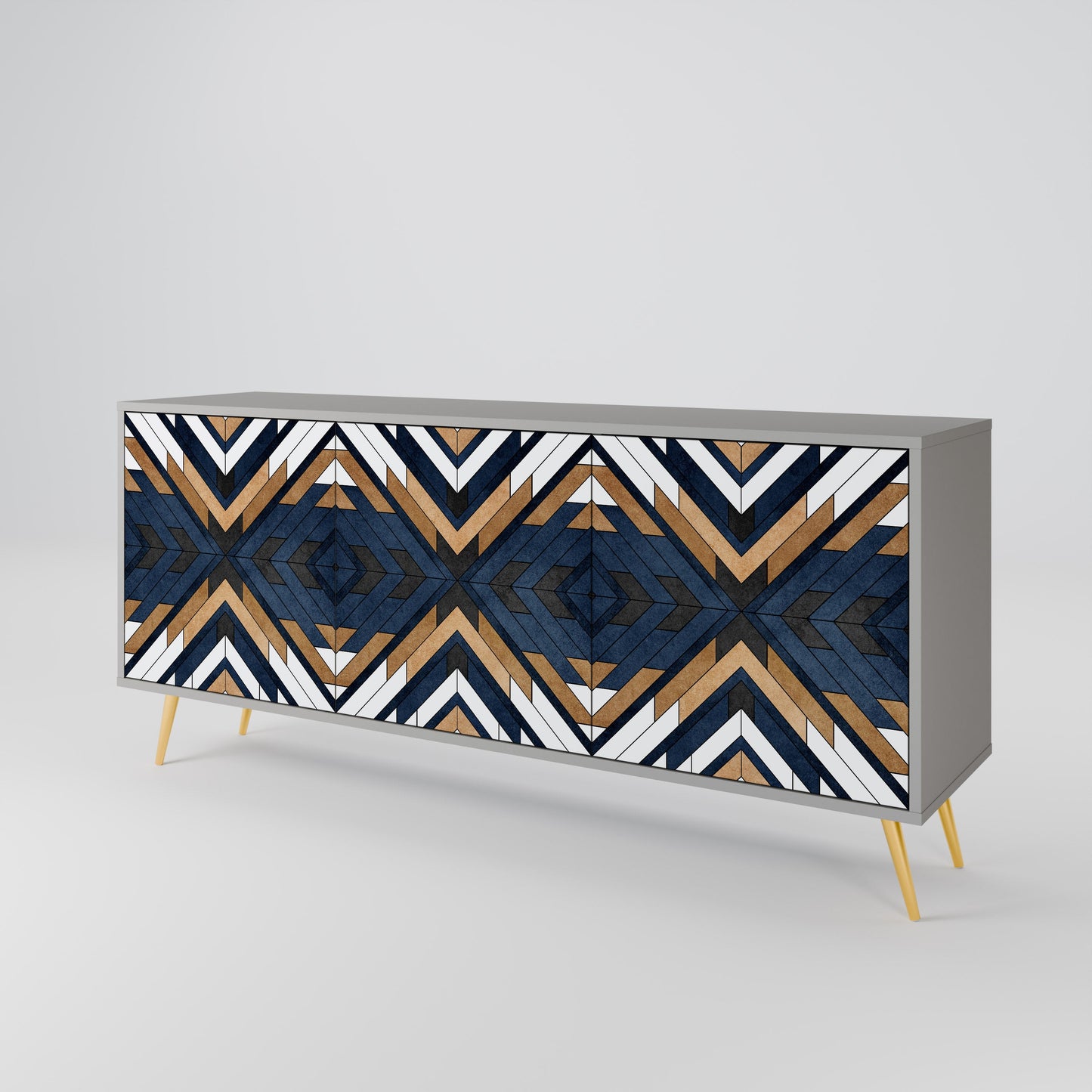 ARTFUL GEOMETRY 3-Door Sideboard in Grey Finish