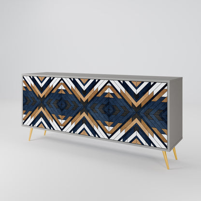 ARTFUL GEOMETRY 3-Door Sideboard in Grey Finish