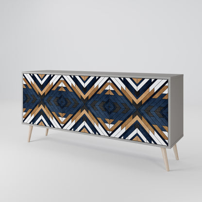 ARTFUL GEOMETRY 3-Door Sideboard in Grey Finish
