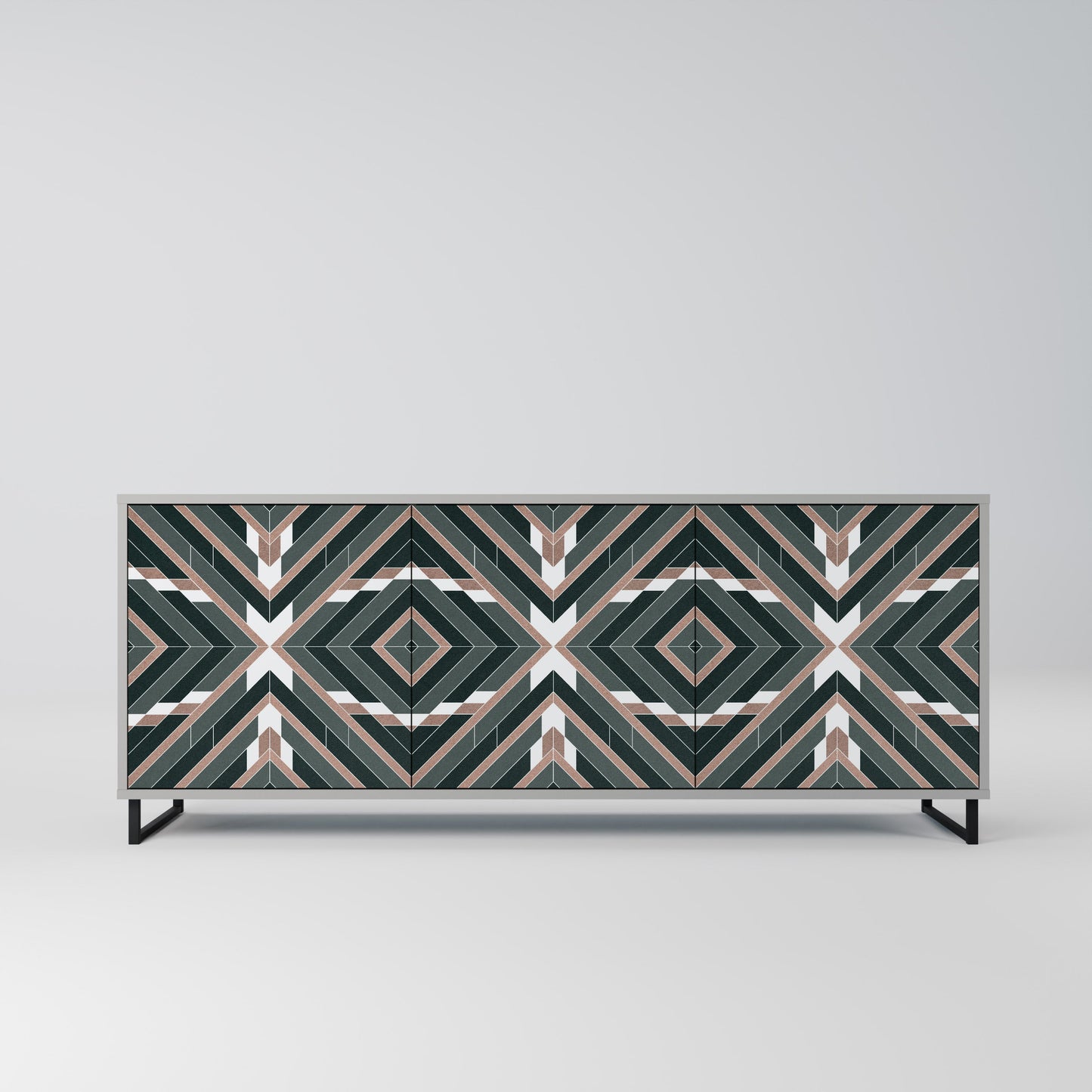 DIMENSION DELIGHTS 3-Door Sideboard in Grey Finish