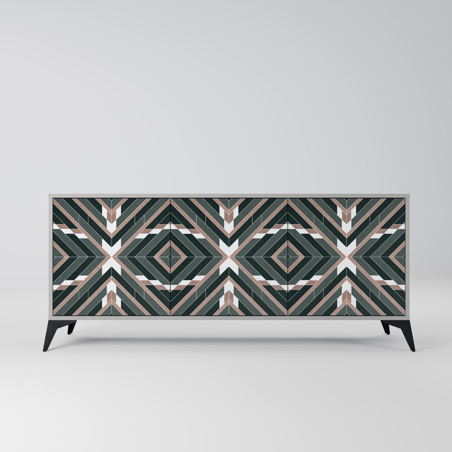 DIMENSION DELIGHTS 3-Door Sideboard in Grey Finish