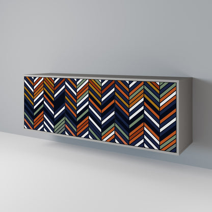 VIBRANT PATCHWORK 3-Door Sideboard in Grey Finish