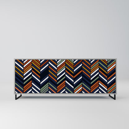 VIBRANT PATCHWORK 3-Door Sideboard in Grey Finish