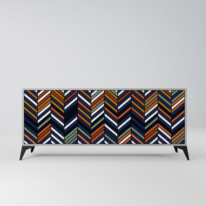 VIBRANT PATCHWORK 3-Door Sideboard in Grey Finish
