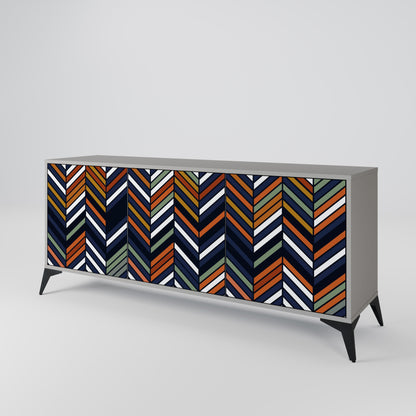 VIBRANT PATCHWORK 3-Door Sideboard in Grey Finish