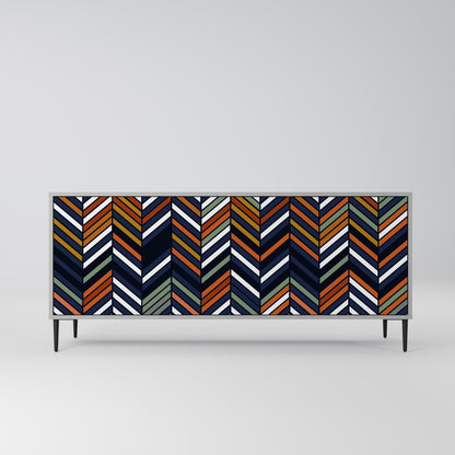 VIBRANT PATCHWORK 3-Door Sideboard in Grey Finish