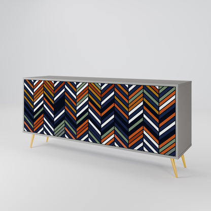VIBRANT PATCHWORK 3-Door Sideboard in Grey Finish