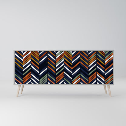 VIBRANT PATCHWORK 3-Door Sideboard in Grey Finish