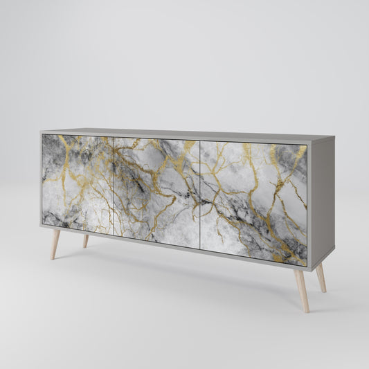 TIMELESS GLIDE 3-Door Sideboard in Grey Finish