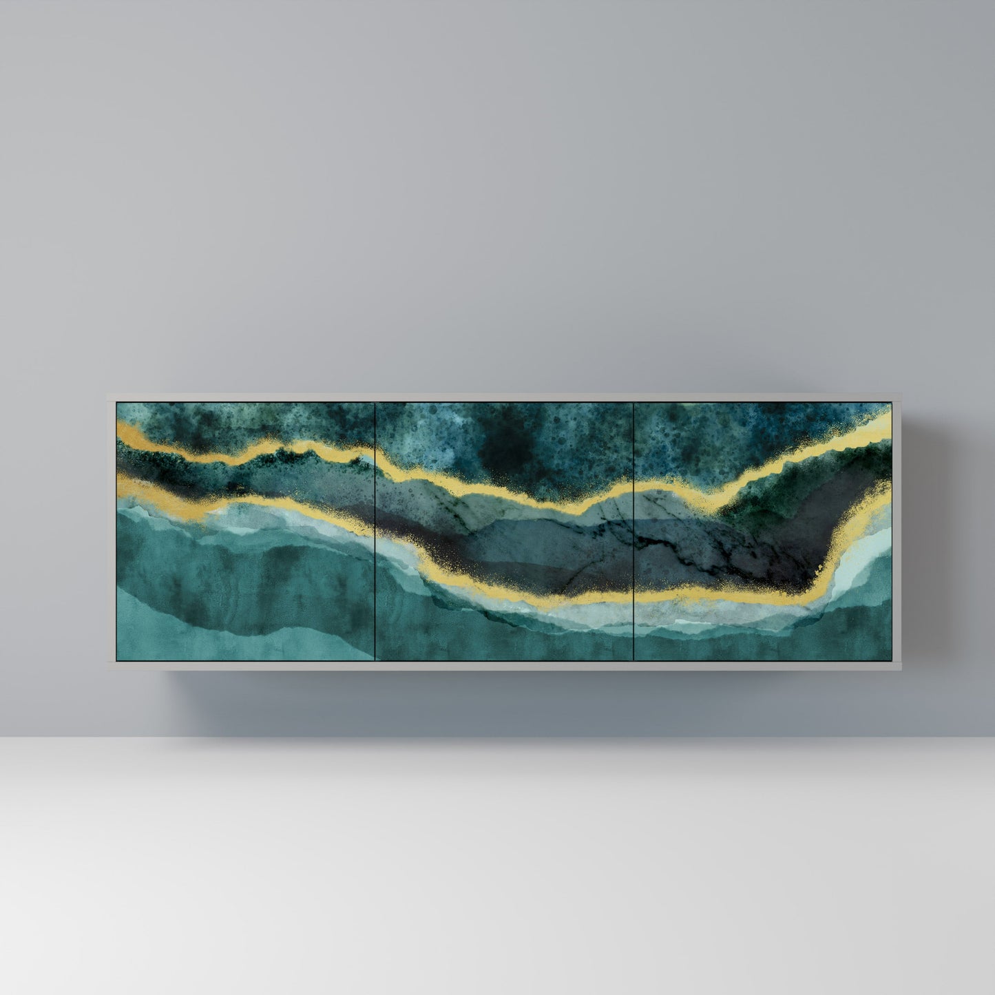 GOLDRUSH ODYSSEY 3-Door Sideboard in Grey Finish