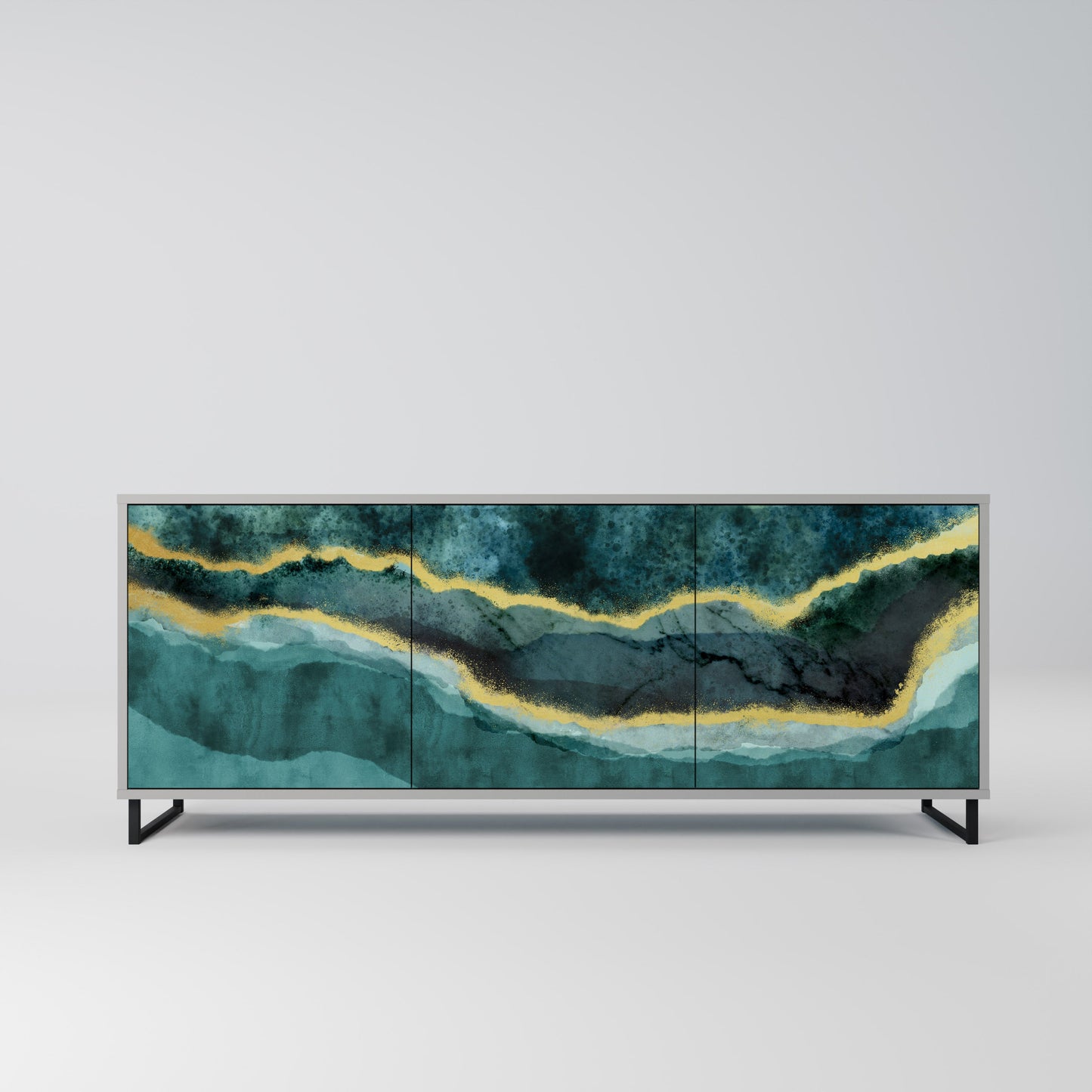 GOLDRUSH ODYSSEY 3-Door Sideboard in Grey Finish