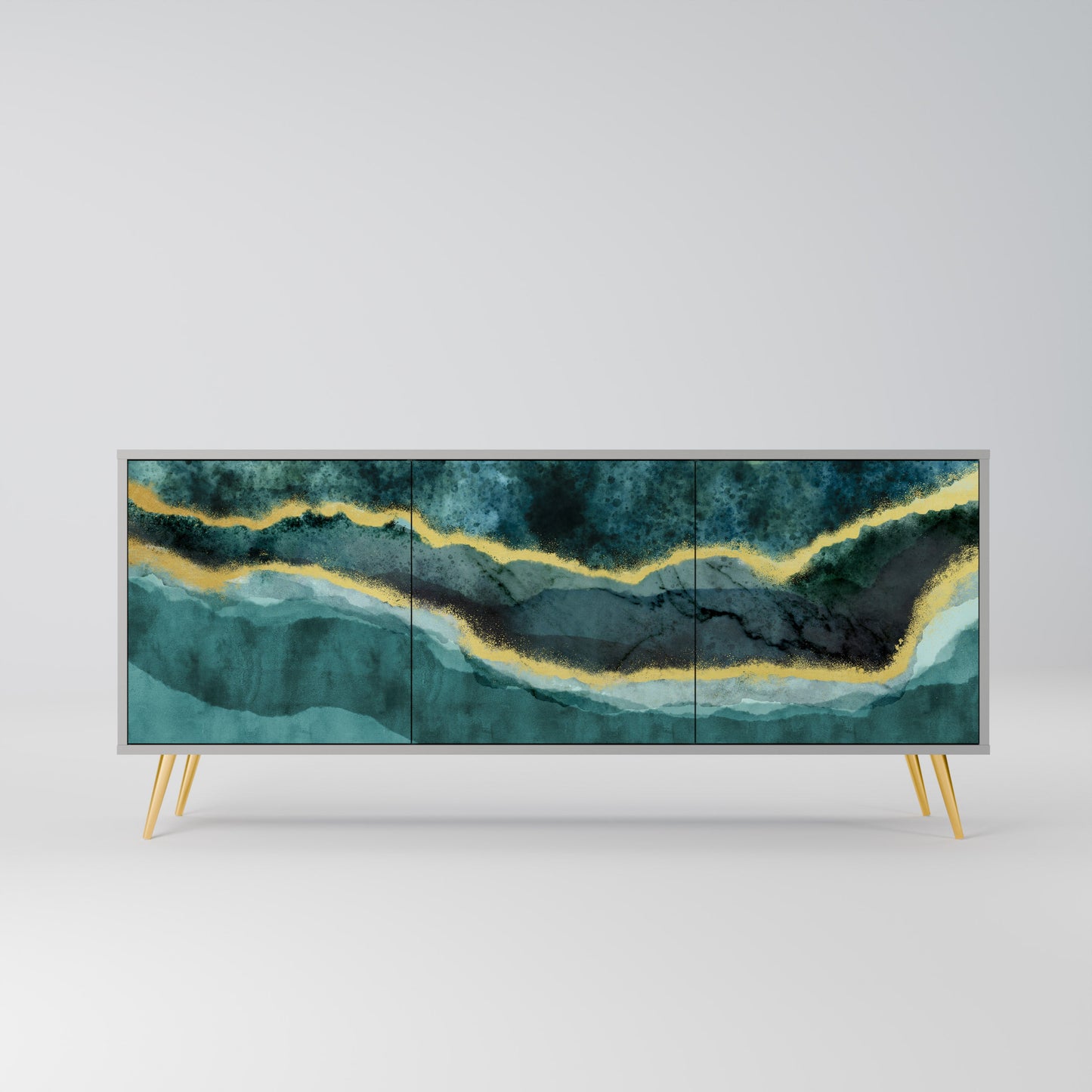 GOLDRUSH ODYSSEY 3-Door Sideboard in Grey Finish