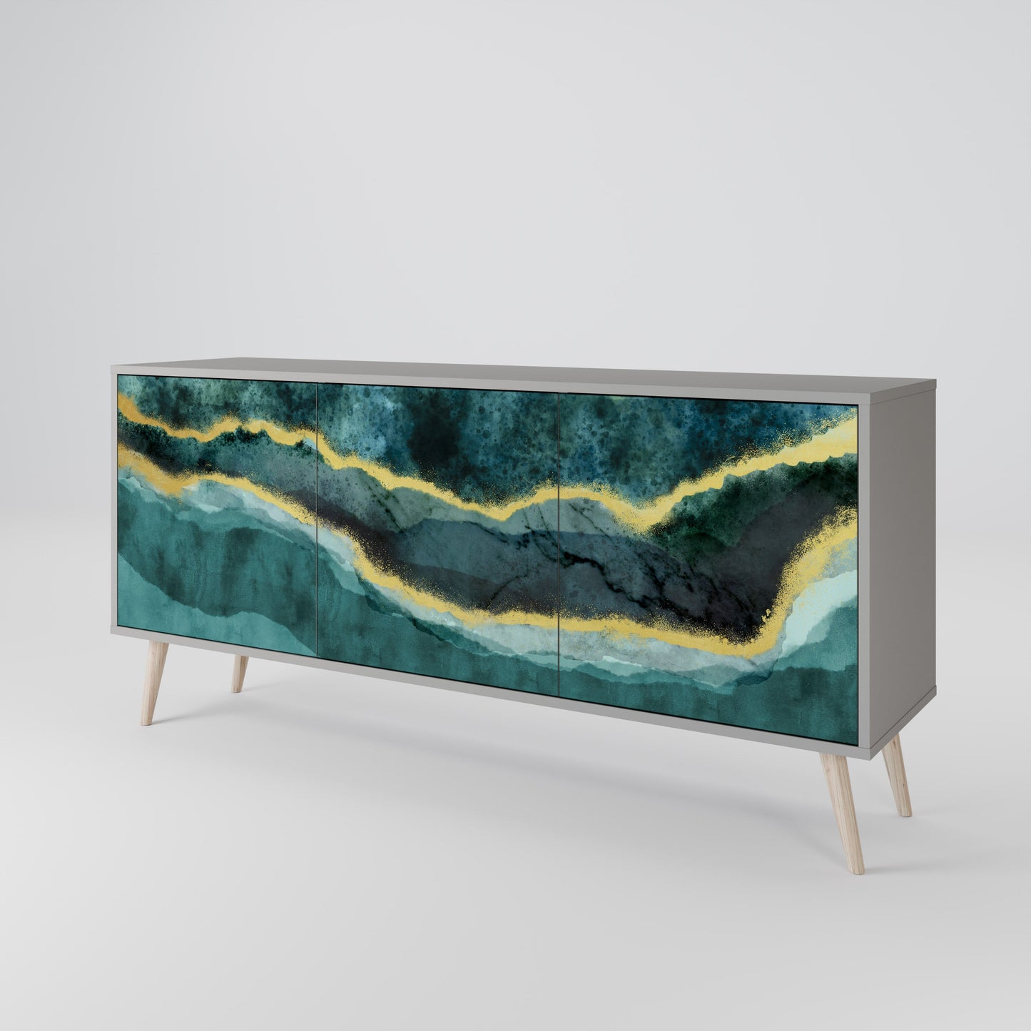 GOLDRUSH ODYSSEY 3-Door Sideboard in Grey Finish