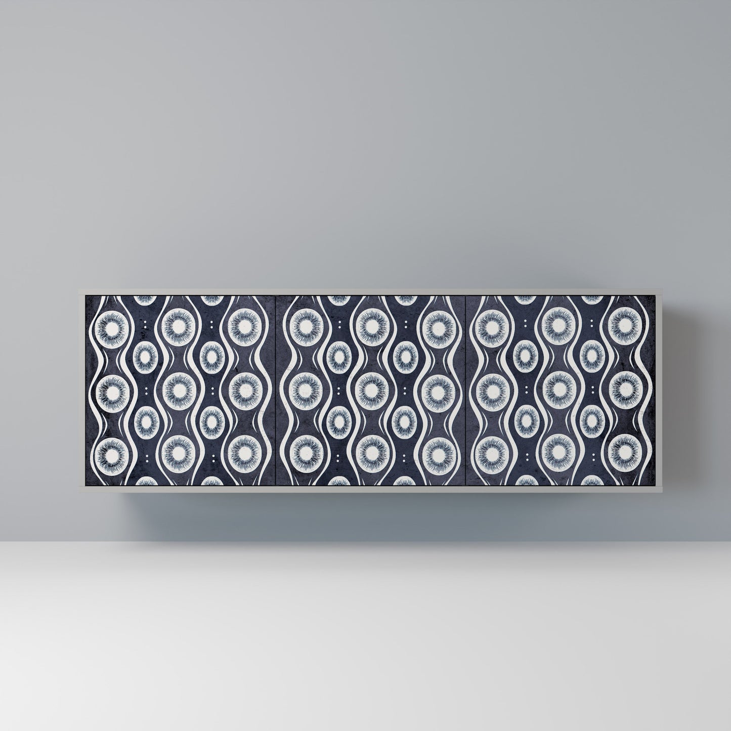 GRAPHITE EYES 3-Door Sideboard in Grey Finish