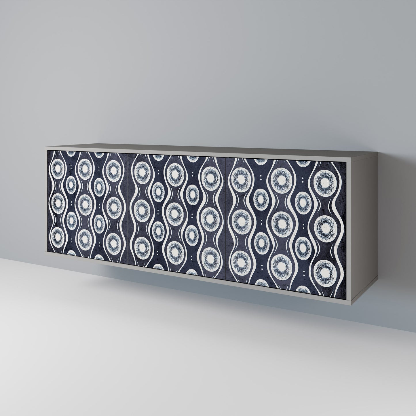 GRAPHITE EYES 3-Door Sideboard in Grey Finish