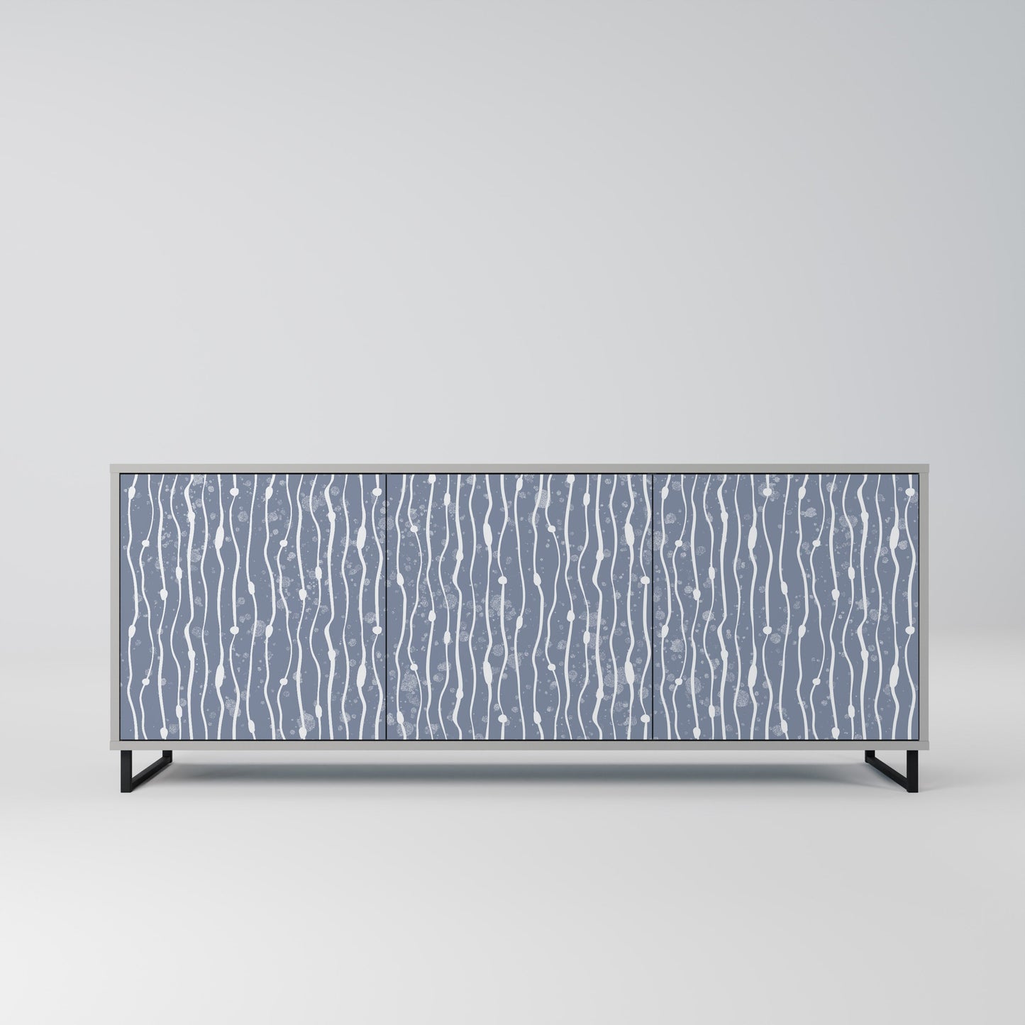 GRAPHITE RAIN 3-Door Sideboard in Grey Finish