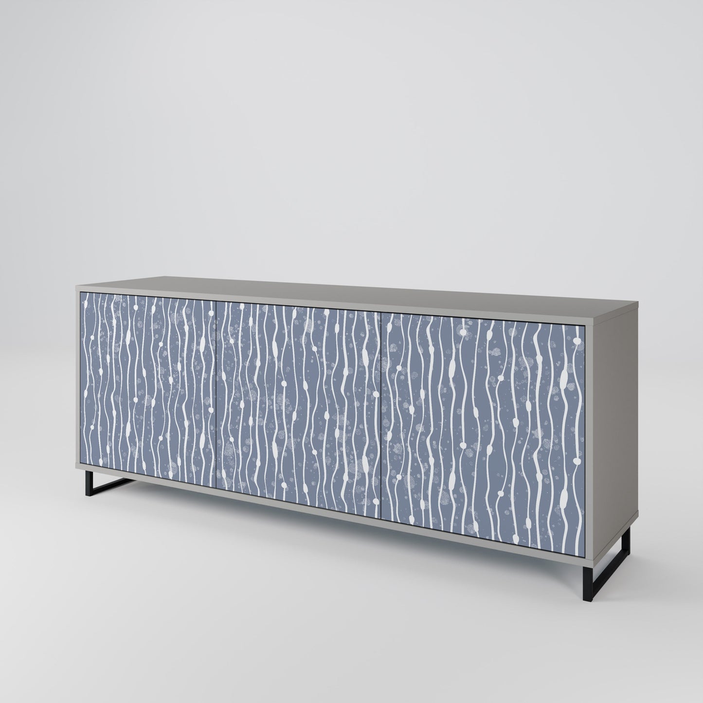 GRAPHITE RAIN 3-Door Sideboard in Grey Finish