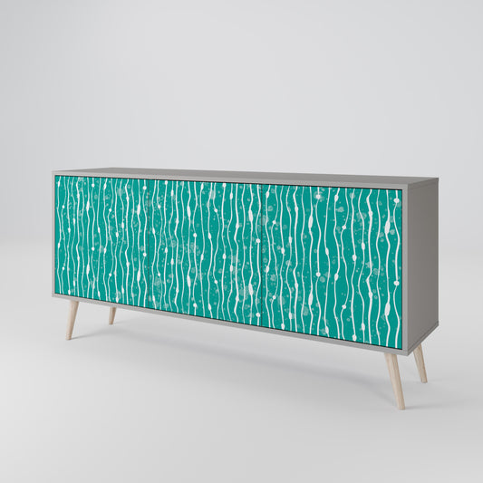 TURQUOISE RAIN 3-Door Sideboard in Grey Finish