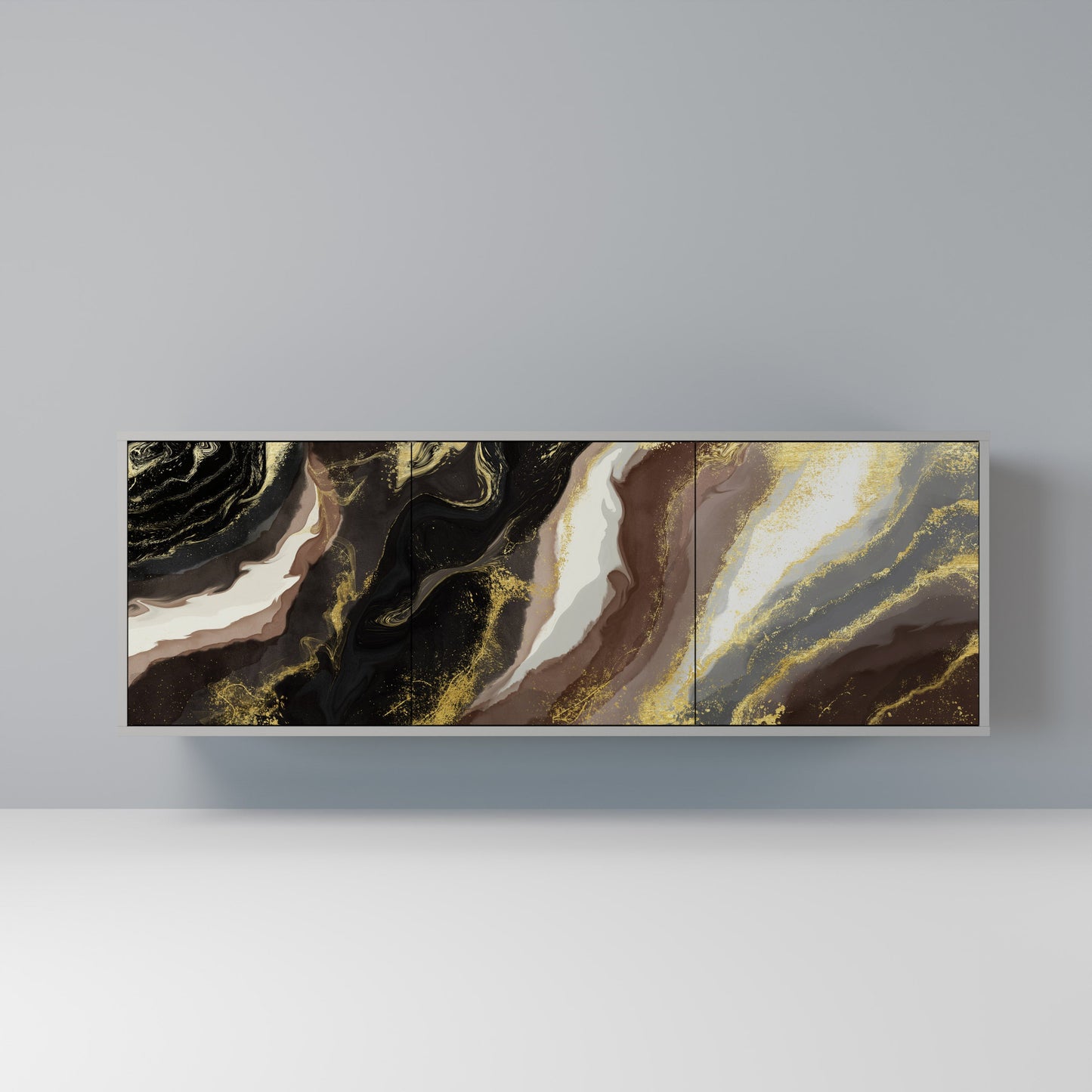 GOLD DUST 3-Door Sideboard in Grey Finish